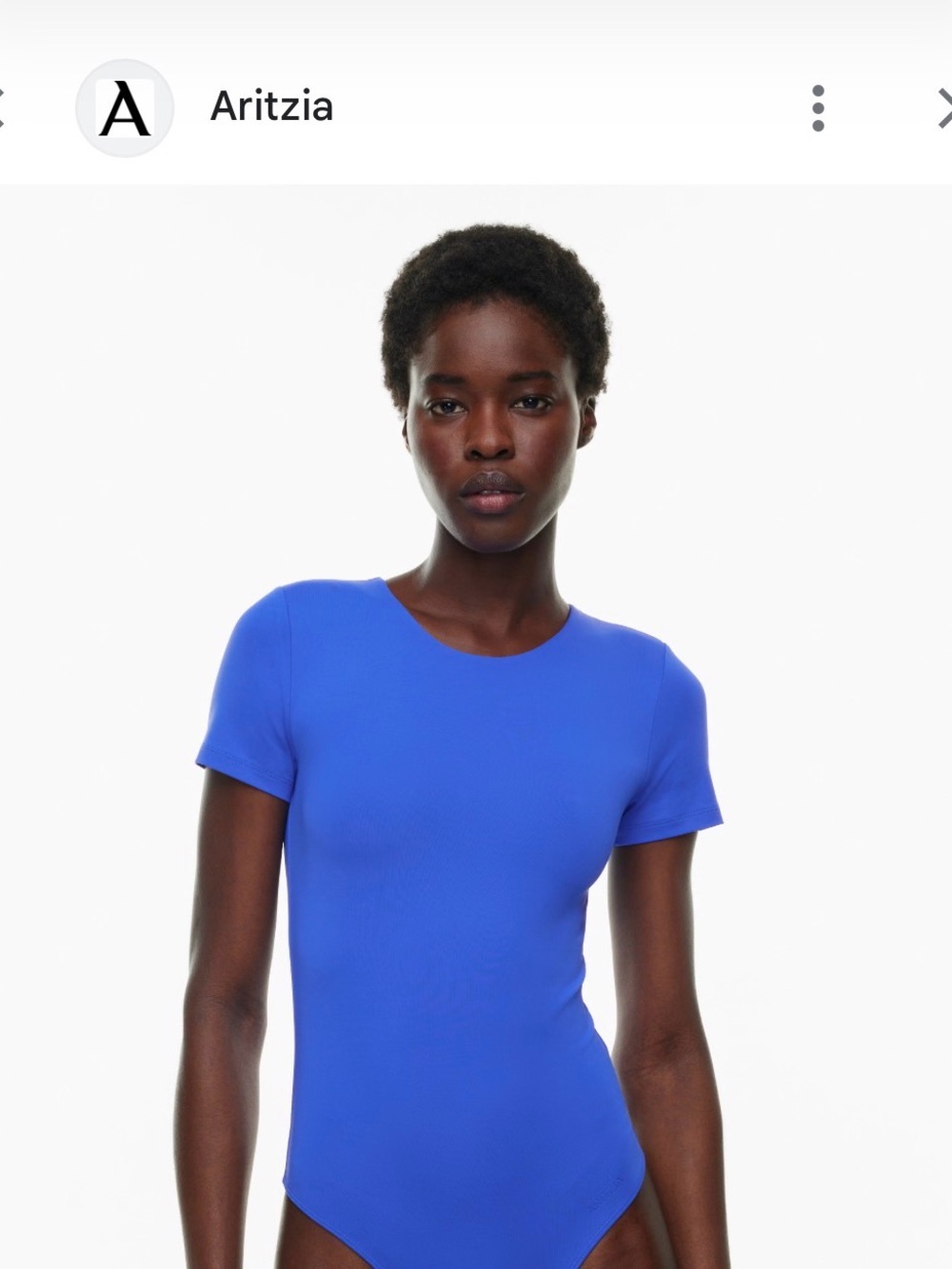 Aritzia Electric Cobalt Short Sleeve Bodysuit